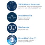 CeraVe 100% Mineral Sunscreen SPF 50 | Face sunscreen With Zinc Oxide & Titanium Dioxide | Hyaluronic Acid + Niacinamide + Ceramides | Oil Free Sunscreen For Face - Image 3