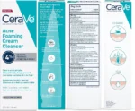 CeraVe Acne Foaming Cream Cleanser, 4% Benzoyl Peroxide Face Wash With Hyaluronic Acid - Image 7