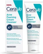CeraVe Acne Foaming Cream Cleanser, 4% Benzoyl Peroxide Face Wash With Hyaluronic Acid