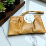 Leather Grain Zipper Clutch Bag