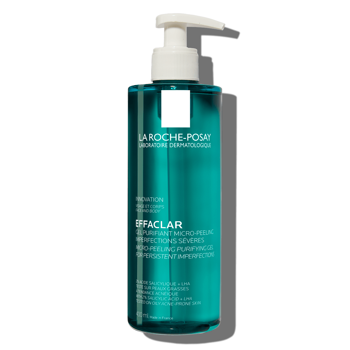 effaclarmicropeelingpurifyinggel400ml2salicylicacidoilyskinfss-2 LA ROCHE-POSAY EFFACLAR MICRO-PEELING PURIFYING GEL FACE AND BODY CLEANSER 400ml - Image 1